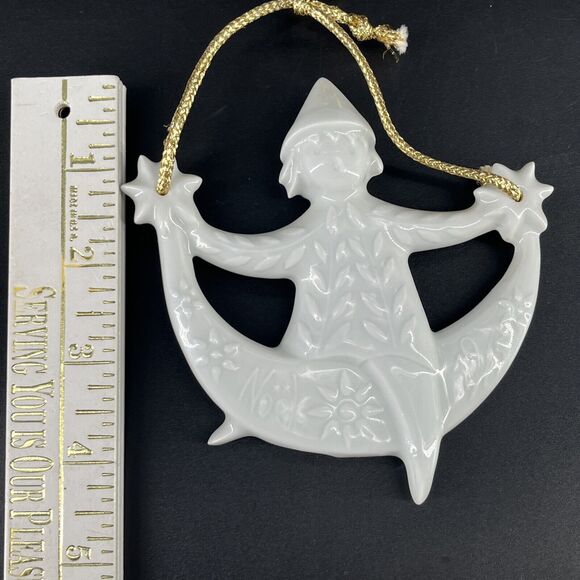 Vintage Haviland Limoges 1975 Porcelain Sparkling Angel Noel Christmas Ornament - Picture 9 of 10